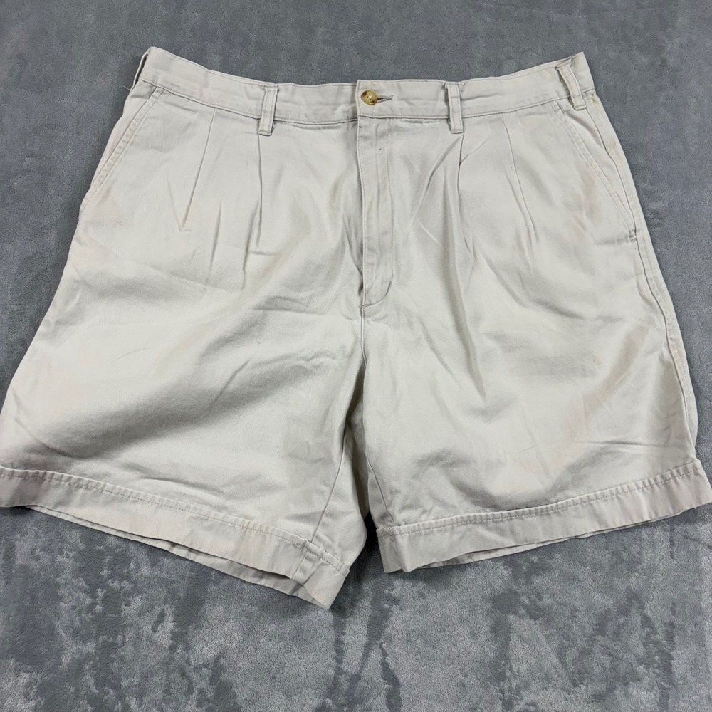 VTG Eddie Bauer Mens Size 38 Chino Hiking Shorts Khaki Tan Cotton Twill
